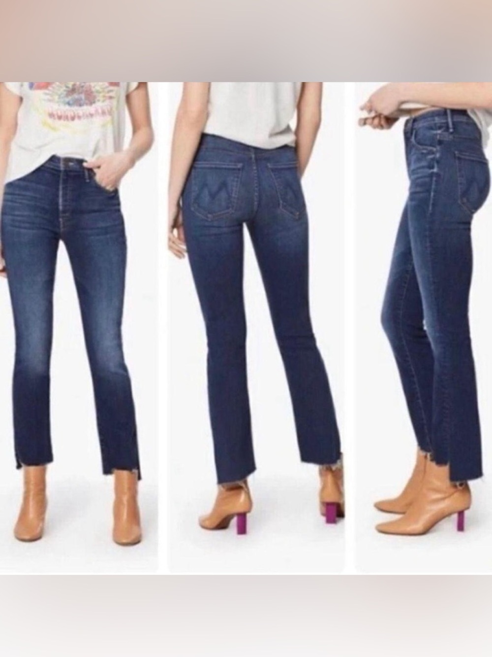 Mother The Insider Crop Step Fray Jeans in Tongue and Chic